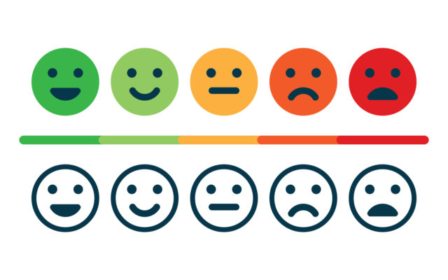 Rating satisfaction. Feedback in form of emotions. Excellent, good, normal, bad awful Vector illustration