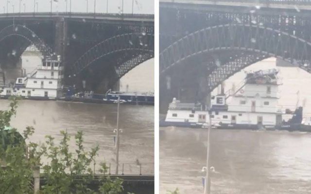 A Towboat on the Mississippi River Hits a Bridge