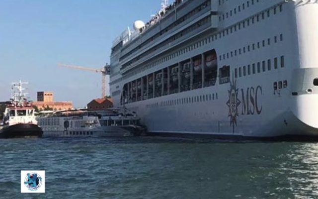 A Massive Cruise Ship Plows Into a Riverboat and the Dock