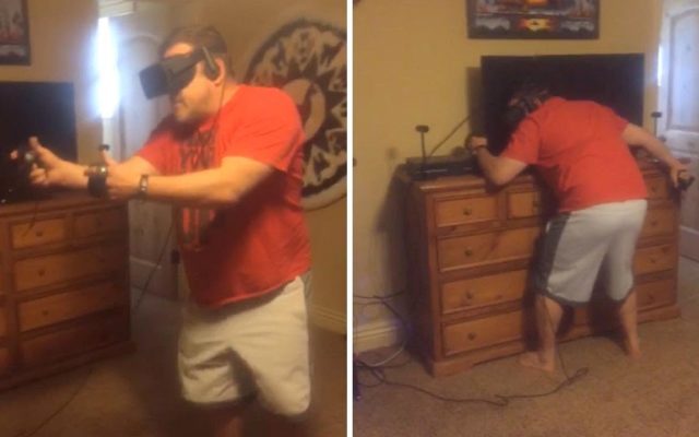 A Dad Playing Virtual Reality Goes Head-First Into the TV