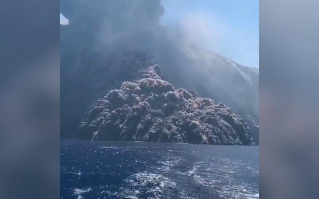 A Boat Outruns a Volcano in Italy